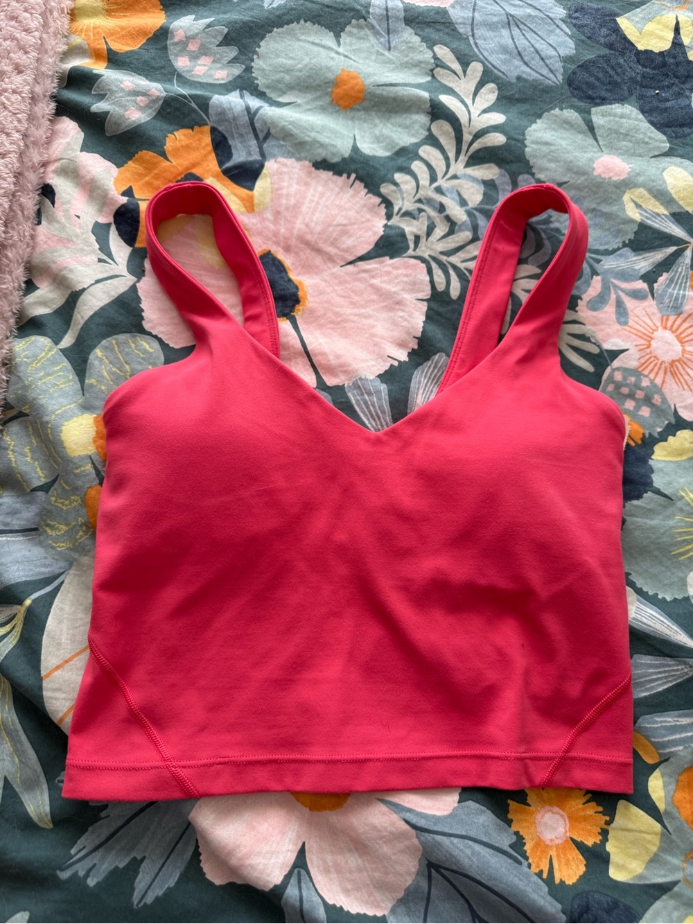 lululemon athletica V-Neck Crop Sports Bra — Hot Pink